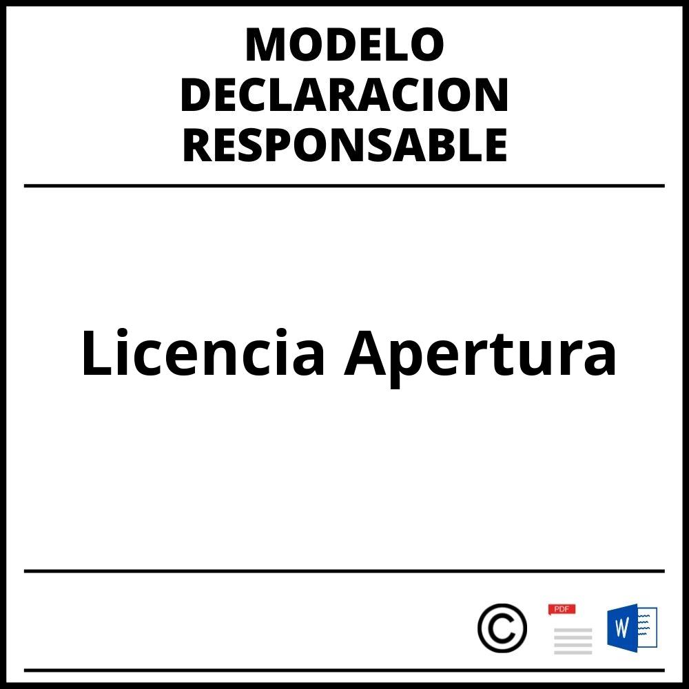 Modelo Declaracion Responsable Licencia Apertura